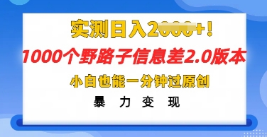 2025抖音1000个野路子信息差最新玩法,一分钟过原创,暴力变现月入几k-俗人圈网创