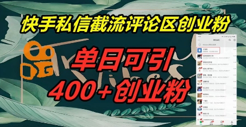 快手私信截流创业粉，一天引流400+-俗人圈网创