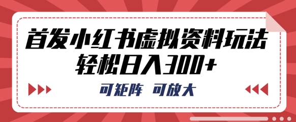 首发小红书虚拟资料玩法,可矩阵,可放大,轻松日入3张-俗人圈网创