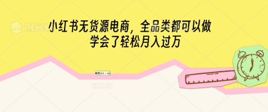 小红书无货源电商,全品类都可以做,学会了轻松月入过W-俗人圈网创