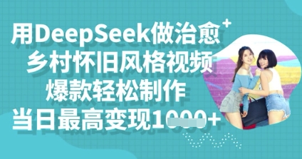 用DeepSeek做治愈乡村怀旧风格视频,爆款轻松制作,当日最高变现多张-俗人圈网创